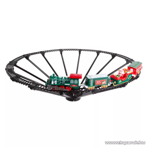 Bewello Christmas Tree Train elemes, világító és hangot adó, karácsonyfára szerelhető kisvasút, karácsonyi vonat szett