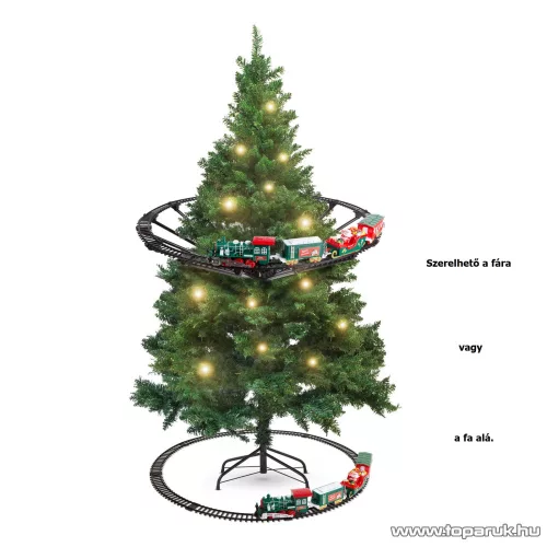 Bewello Christmas Tree Train elemes, világító és hangot adó, karácsonyfára szerelhető kisvasút, karácsonyi vonat szett