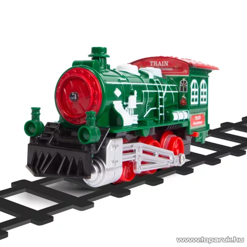 Bewello Christmas Tree Train elemes, világító és hangot adó, karácsonyfára szerelhető kisvasút, karácsonyi vonat szett