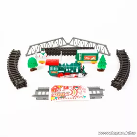   Bewello Merry Christmas Train elemes, világító és hangot adó kisvasút, karácsonyi vonat szett (BW2043)