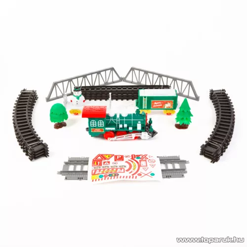 Bewello Merry Christmas Train elemes, világító és hangot adó kisvasút, karácsonyi vonat szett (BW2043)
