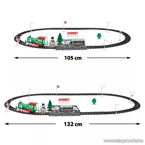 Bewello Merry Christmas Train elemes, világító és hangot adó kisvasút, karácsonyi vonat szett (BW2043)