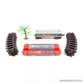   Bewello Christmas Train elemes, világító és hangot adó kisvasút, karácsonyi vonat szett (BW2044)