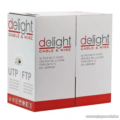 delight FTP Cat.6 vezeték, tömör belső erek, árnyékolt, 305 m / doboz (20048)