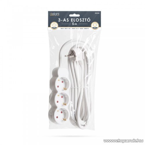 delight 3-as hálózati elosztó gyerekzárral, 250V, 10/16A, 5 m (20234)