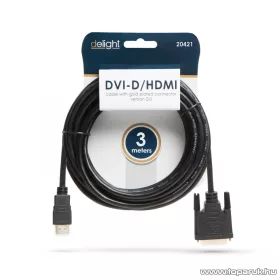   delight DVI-D / HDMI kábel, 3 m, aranyozott csatlakozóval (20381)