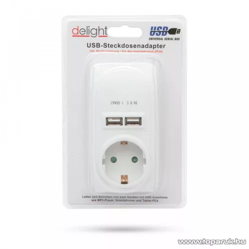 Delight Hálózati adapter 2 db USB aljzattal (55122)