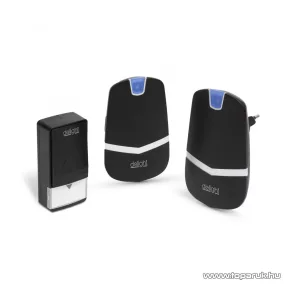   delight Digitális elem és vezeték nélküli kinetic csengő, két vevőegységgel, max. 100 m hatótávolság, fekete (55342BK-2)