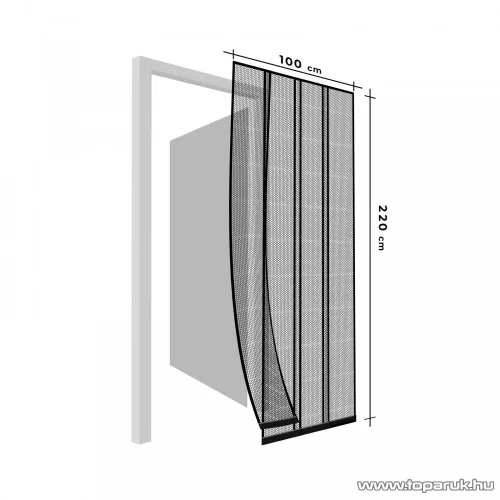 Delight 11608BK szúnyogháló függöny ajtóra, 4 db szalag, max. 100 x 220 cm, fekete