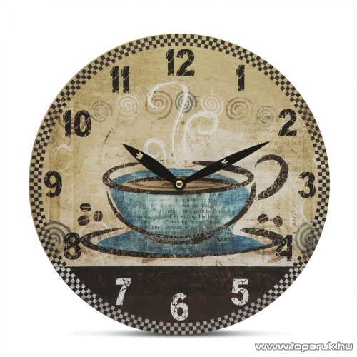 Design Dekor FO29CM1 Vintage stílusú falióra, 29 cm, mintás hátlappal