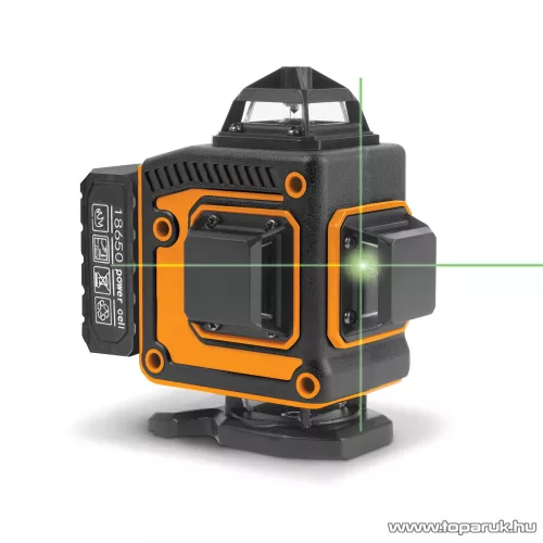 Handy 10058 Akkumulátoros lézeres szintező szett, 16 zöld lézer - 3D / 360 - 2 akkumulátorral, 2 konzollal és szemüveggel, max 15 m