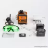Handy 10058 Akkumulátoros lézeres szintező szett, 16 zöld lézer - 3D / 360 - 2 akkumulátorral, 2 konzollal és szemüveggel, max 15 m
