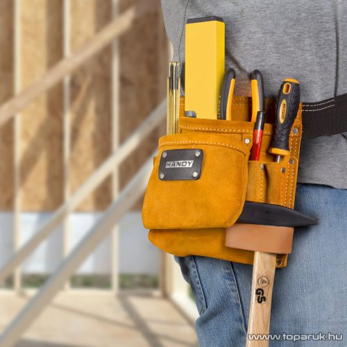 Handy Hasított bőrből készült övtáska, szerszámtartó és szegtartó táska, 20 x 21 cm (10262)