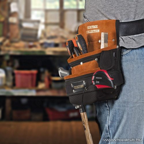 Handy Heritage Collection Prémium minőségű hasított bőr és poliészter, övre fűzhető szerszámtartó táska, 25,5 x 29,5 cm (10265)