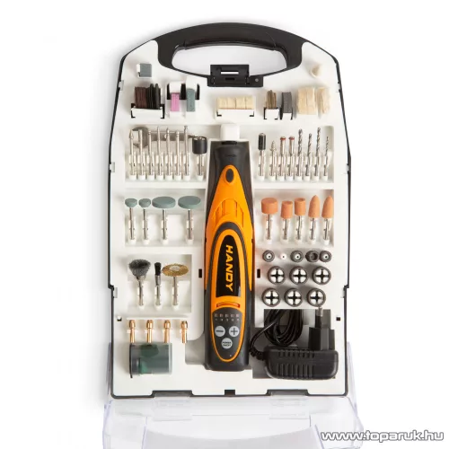  Handy 10369 Akkumulátoros panelfúró, csiszoló, polírozó szett, 112 részes, kofferben