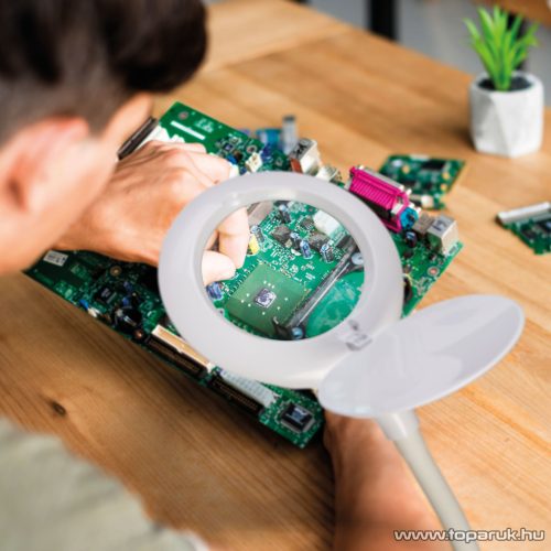 Handy LED-es nagyítós asztali lámpa, 5x nagyítás, csíptethető rögzítőtalppal (10800)