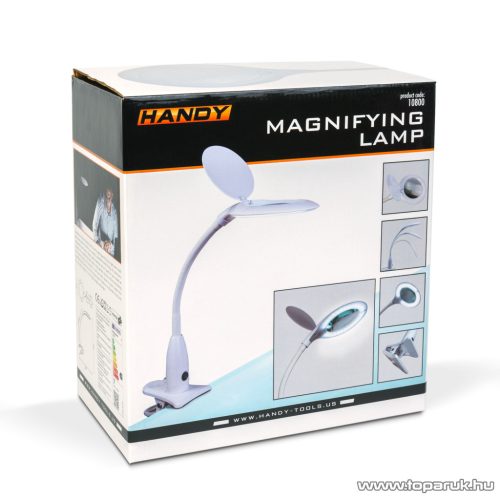 Handy LED-es nagyítós asztali lámpa, 5x nagyítás, csíptethető rögzítőtalppal (10800)
