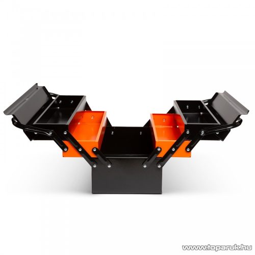 Handy 10948 Fém szerszámosláda, szétnyitható, fekete / narancssárga, 430 x 210 x 200 mm