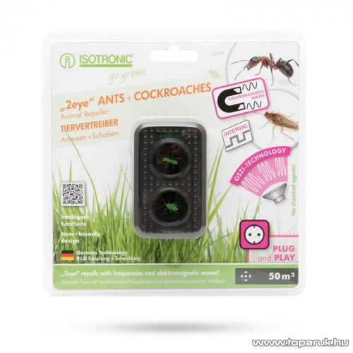 Isotronic 2eye 55664 Hálózati elektromos hangya és csótány riasztó, LED visszajelzővel (hatótávolság max. 50 m2)