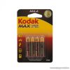 Kodak Max alkaline tartós AAA mikro ceruza elem, LR03, 1,5 V, 4 db/csomag (18822-4)