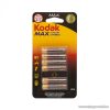 Kodak Max alkaline tartós AAA mikro ceruza elem, LR03, 1,5 V, 6 db/csomag (18822-6)