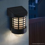   Napelemes LED-es kerti szolár fali lámpa, melegfehér fényű, fekete / barna színű (11258)