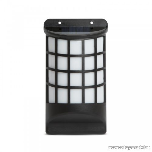 Napelemes LED-es szolár fali lámpa lángeffekttel, fekete, rácsos, 18 x 10 cm (11246)