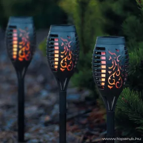   Garden of edeN 11262B Lángokat imitáló szolár napelemes kerti LED lámpa, fekete, 4 db / SZETT