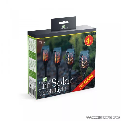 Garden of edeN 11262B Lángokat imitáló szolár napelemes kerti LED lámpa, fekete, 4 db / SZETT