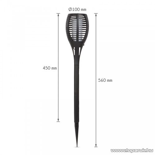 Napelemes, lángokat imitáló kerti szolár LED lámpa, fekete (11262)