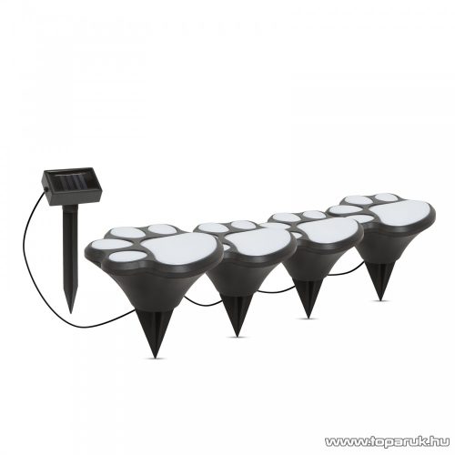 Napelemes leszúrható kerti LED-es szolár lámpa, 4 db kutya lábnyom, fekete (11255)