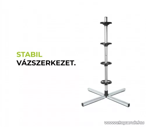 MNC Nagy teherbírású fém keréktartó, felnitároló, abroncstároló állvány, 75 x 75 x 102 cm, max 70 kg (55778)