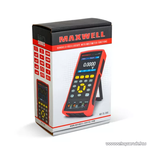 Maxwell 25360 Akkumulátoros kézi oszcilloszkóp, 3.5" színes LCD kijelzővel (AC/DC, 400V, 40MHz, 2 csatorna, 8K/4K)
