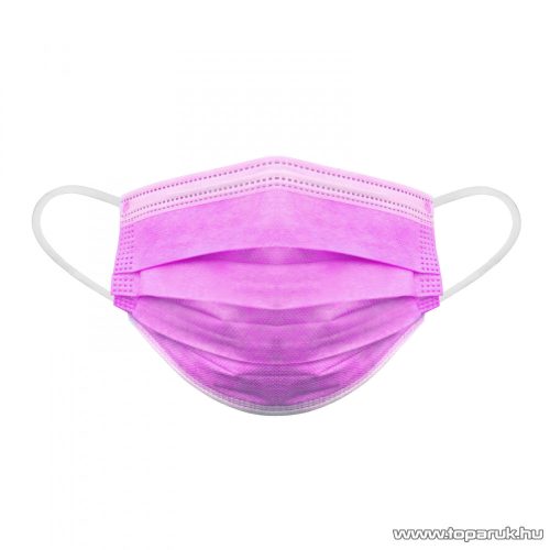  3 rétegű egészségügyi szájmaszk, rózsaszín, 10 db / csomag 