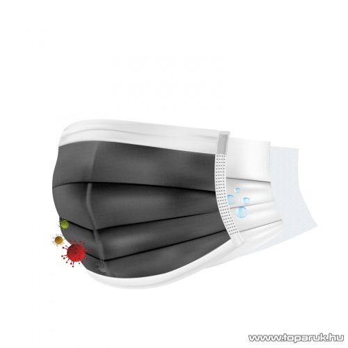  3 rétegű egészségügyi szájmaszk, fekete, 10 db / csomag 