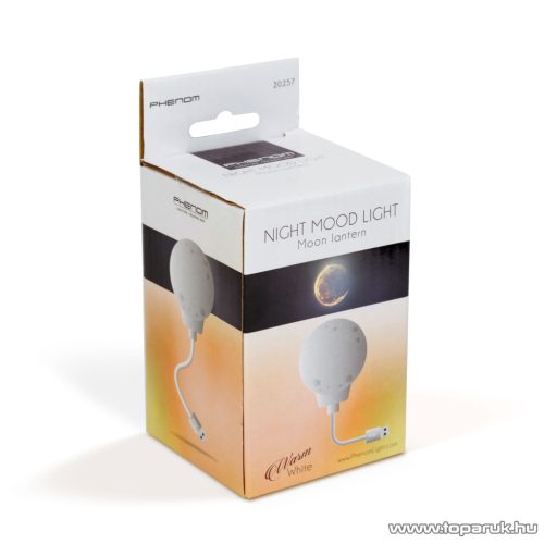 Phenom 20257 USB-s LED-es éjjeli hangulatfény lámpa, holdlámpa, melegfehér világítással