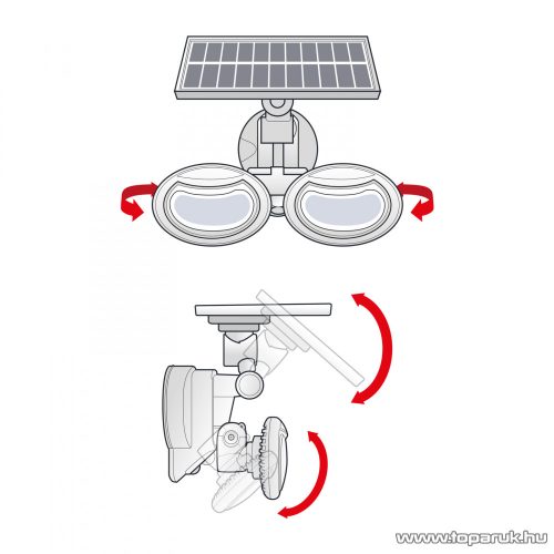 Phenom 55283 Mozgásérzékelős napelemes szolár reflektor, forgatható fejjel, 2 COB LED-del