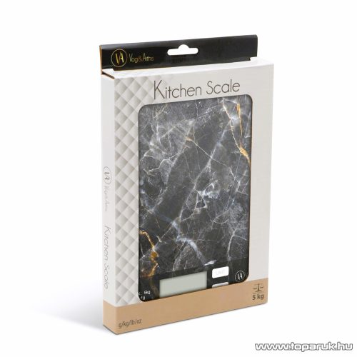 Vog & Arths 57268A Konyhai mérleg, 5 kg méréshatárig, fekete márvány design