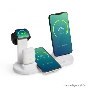   bewello BW2006WH Vezeték nélküli töltőállomás mobiltelefonokhoz, órákhoz, fülhallgatókhoz, fehér