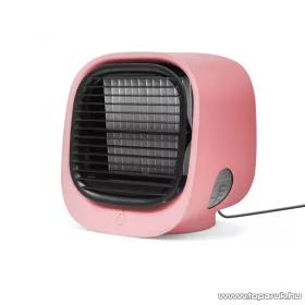   bewello BW2009PK Hordozható USB-s mini léghűtő és párásító ventilátor, beépített színes LED hangulatvilágítással, rózsaszín