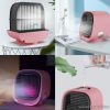 bewello BW2009PK Hordozható USB-s mini léghűtő és párásító ventilátor, beépített színes LED hangulatvilágítással, rózsaszín