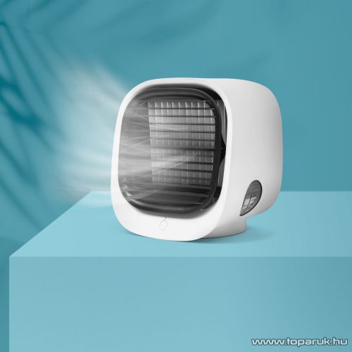 bewello BW2009WH Hordozható USB-s mini léghűtő és párásító ventilátor, beépített színes LED hangulatvilágítással, fehér