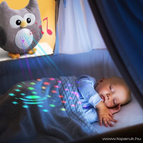 bewello BW2040 Elemes zenélő, világító plüss bagoly