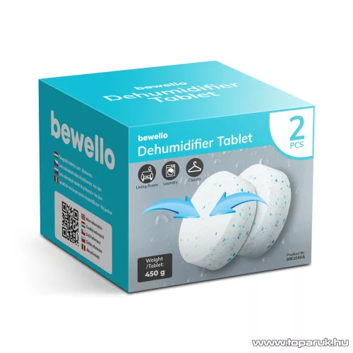bewello BW2049A Páragyűjtő tabletta szett a BW2049 típusú páramentesítő készülékhez (illatmentes), 2 x 450 g