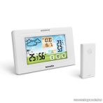   bewello BW2070 Digitális hőmérő és ébresztőóra, kültéri / beltéri érzékelővel, USB-s / elemes működés, fehér