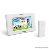   bewello BW2070 Digitális hőmérő és ébresztőóra, kültéri / beltéri érzékelővel, USB-s / elemes működés, fehér