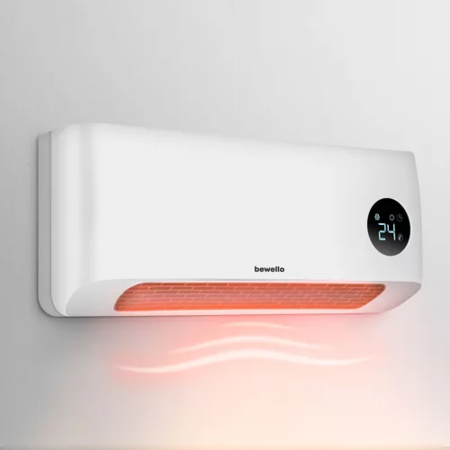 bewello BW2100 LED kijelzős fali hősugárzó fűtőtest távirányítóval, időzítő és ablaknyitás érzékelő funkcióval, fehér, 1000 / 2000 W