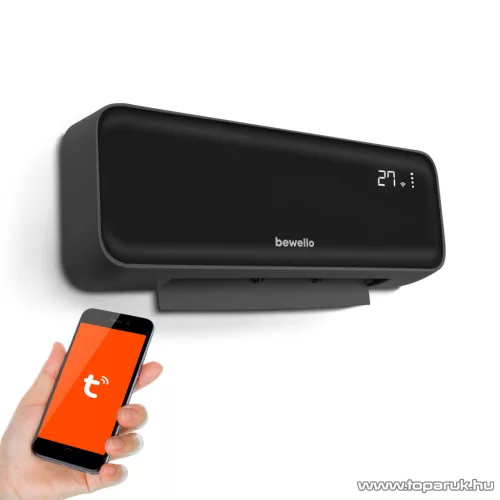 Bewello BW2103A Smart digitális fali okos hősugárzó / fűtőventilátor / fűtőtest LED kijelzővel, távirányítóval, fekete, 2000W
