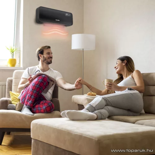 Bewello BW2103A Smart digitális fali okos hősugárzó / fűtőventilátor / fűtőtest LED kijelzővel, távirányítóval, fekete, 2000W