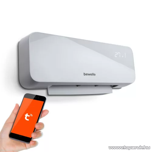 Bewello BW2103B Smart digitális fali okos hősugárzó / fűtőventilátor / fűtőtest LED kijelzővel, távirányítóval, opál, 2000W